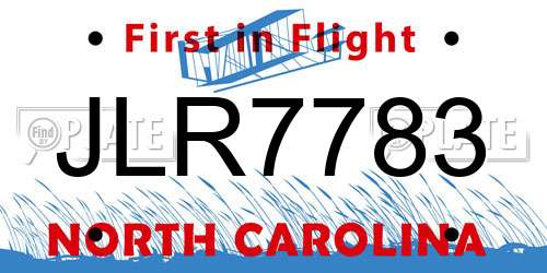 JLR7783 North Carolina License Plate
