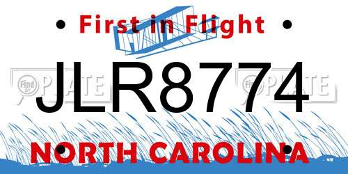 JLR8774 North Carolina License Plate