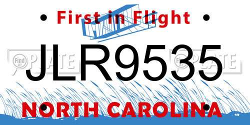 JLR9535 North Carolina License Plate