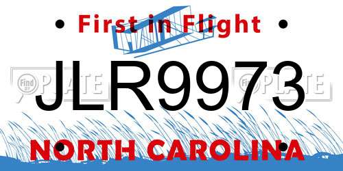JLR9973 North Carolina License Plate