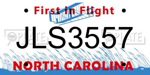JLS3557 North Carolina License Plate
