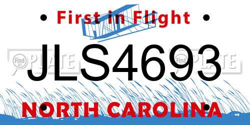 JLS4693 North Carolina License Plate