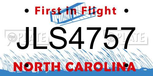 JLS4757 North Carolina License Plate