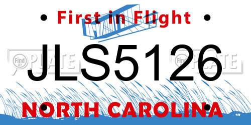 JLS5126 North Carolina License Plate