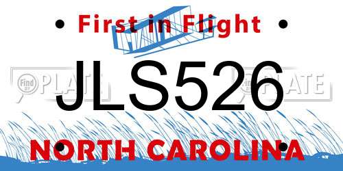 JLS526 North Carolina License Plate