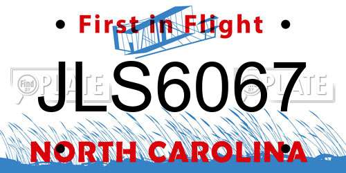 JLS6067 North Carolina License Plate