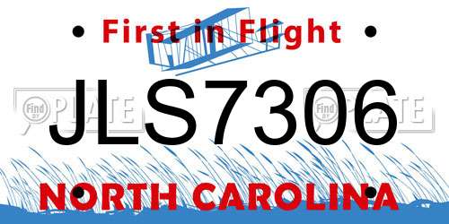 JLS7306 North Carolina License Plate