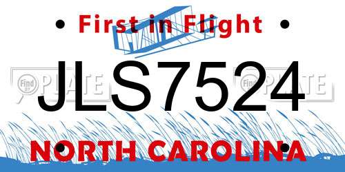 JLS7524 North Carolina License Plate