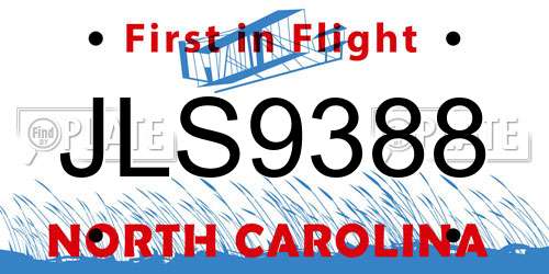 JLS9388 North Carolina License Plate