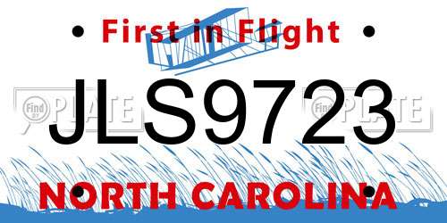 JLS9723 North Carolina License Plate