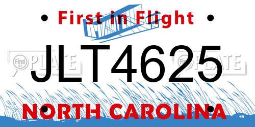 JLT4625 North Carolina License Plate