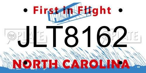 JLT8162 North Carolina License Plate