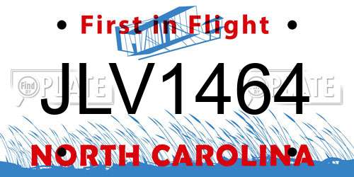JLV1464 North Carolina License Plate