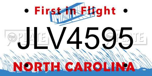 JLV4595 North Carolina License Plate