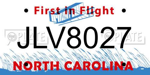 JLV8027 North Carolina License Plate
