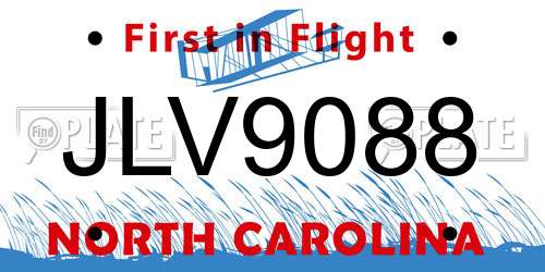 JLV9088 North Carolina License Plate