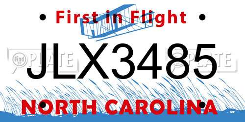 JLX3485 North Carolina License Plate