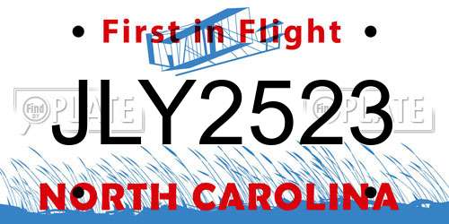 JLY2523 North Carolina License Plate