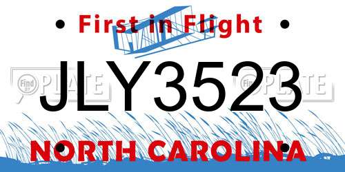 JLY3523 North Carolina License Plate