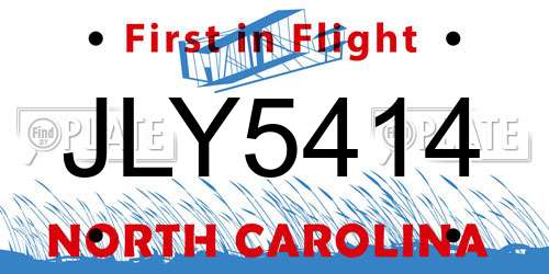 JLY5414 North Carolina License Plate