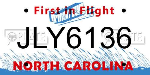 JLY6136 North Carolina License Plate