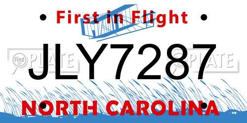 JLY7287 North Carolina License Plate