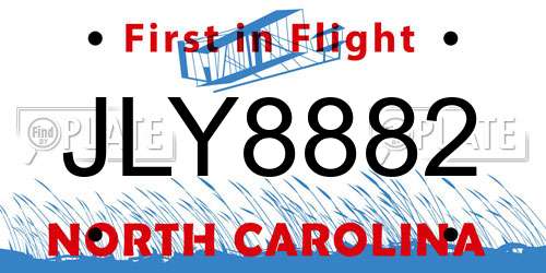 JLY8882 North Carolina License Plate
