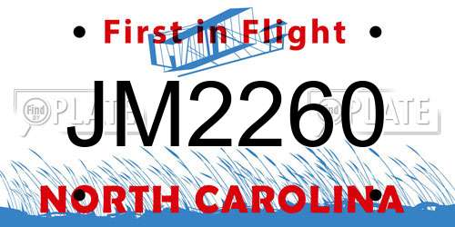 JM2260 North Carolina License Plate
