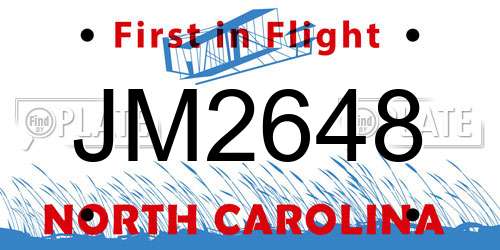JM2648 North Carolina License Plate