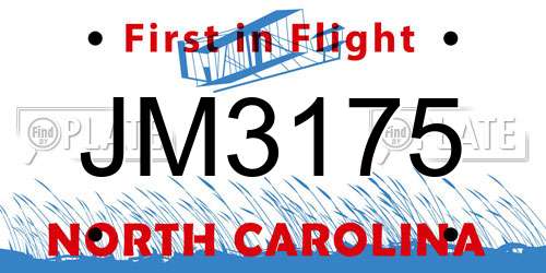 JM3175 North Carolina License Plate