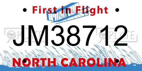 JM38712 North Carolina License Plate