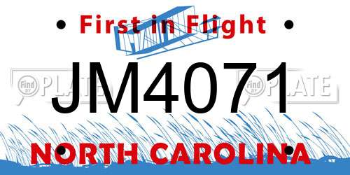 JM4071 North Carolina License Plate