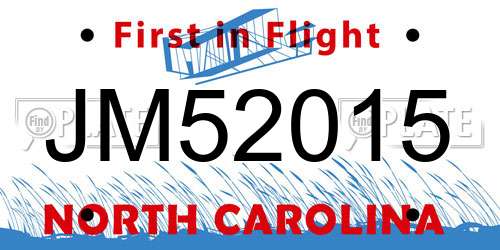 JM52015 North Carolina License Plate