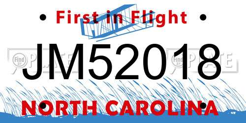JM52018 North Carolina License Plate
