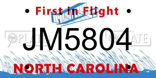 JM5804 North Carolina License Plate