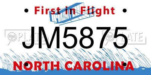 JM5875 North Carolina License Plate