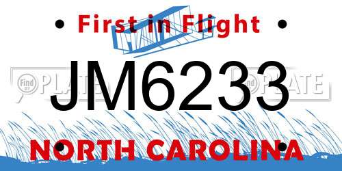 JM6233 North Carolina License Plate