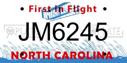 JM6245 North Carolina License Plate