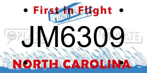 JM6309 North Carolina License Plate