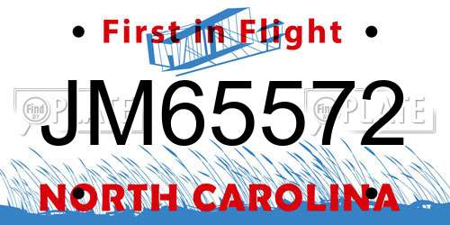 JM65572 North Carolina License Plate