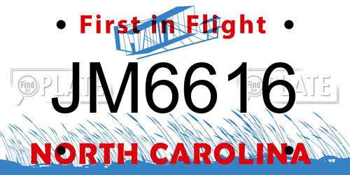 JM6616 North Carolina License Plate