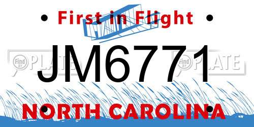 JM6771 North Carolina License Plate