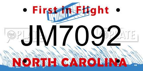 JM7092 North Carolina License Plate