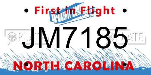 JM7185 North Carolina License Plate