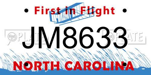 JM8633 North Carolina License Plate