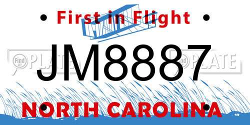 JM8887 North Carolina License Plate