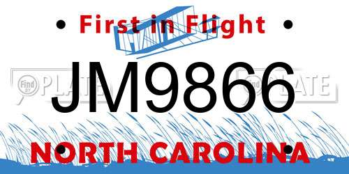 JM9866 North Carolina License Plate
