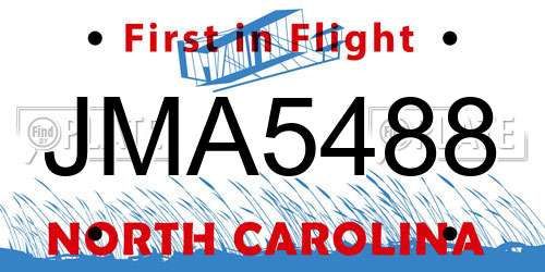 JMA5488 North Carolina License Plate