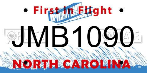 JMB1090 North Carolina License Plate