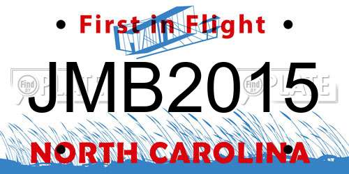 JMB2015 North Carolina License Plate
